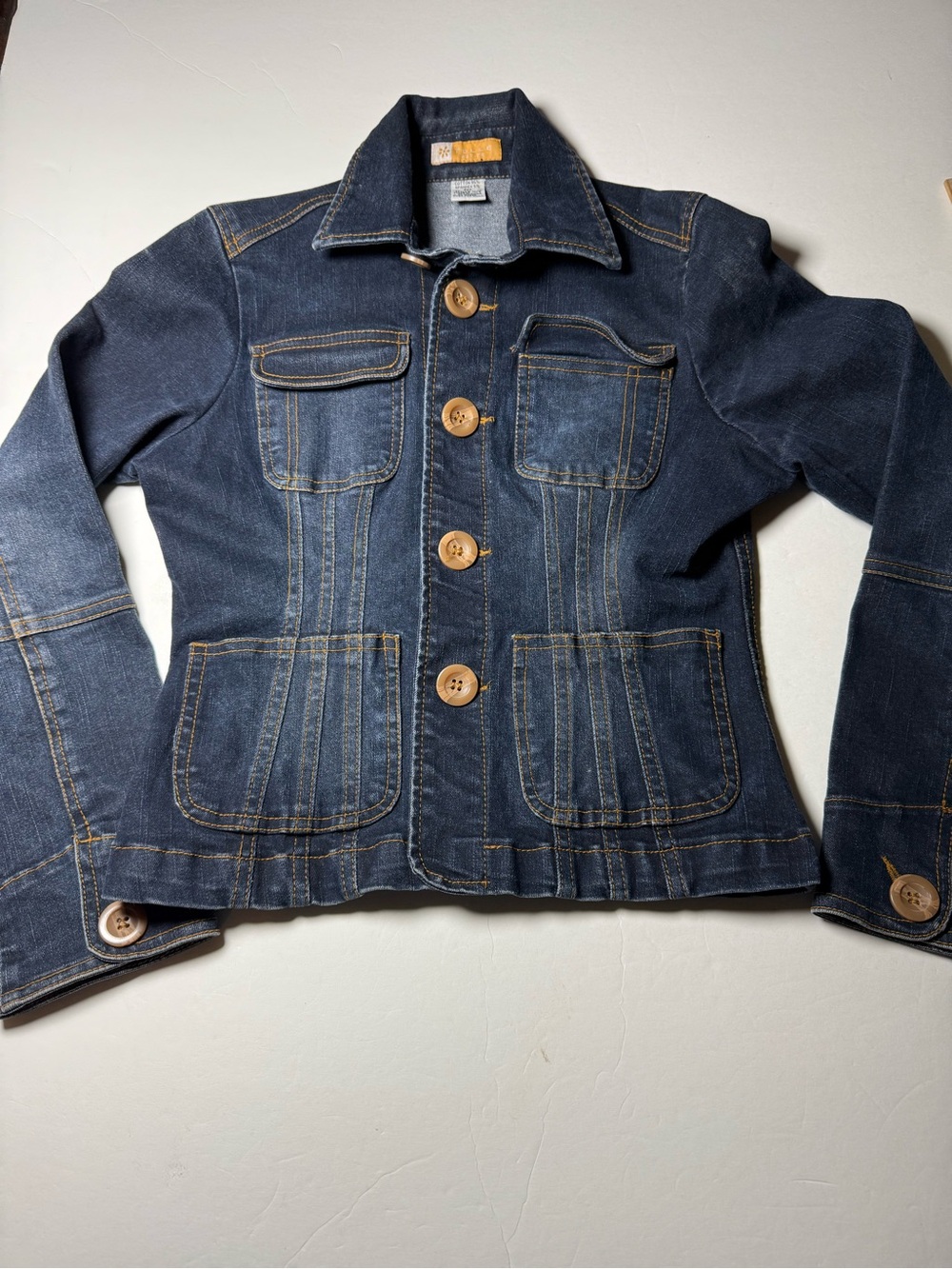 Tulle Petite Denim Jacket PM Dark Wash Fitted Corset Y2K Stretch Jean
